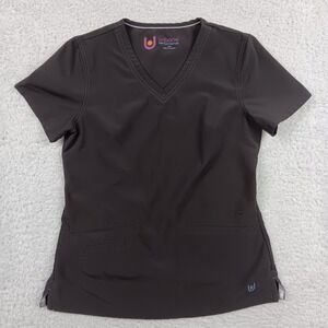 Urbane Performance Scrub Top Women XSM Black V-Neck Stretch 9015
